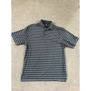 FootJoy FJ Men's Blue & White Striped Golf Polo Shirt Large - Nice‎
